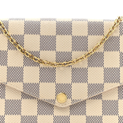 Louis Vuitton Damier Azur Pochette Felicie Chain Wallet Rose Ballerine 8 of 13