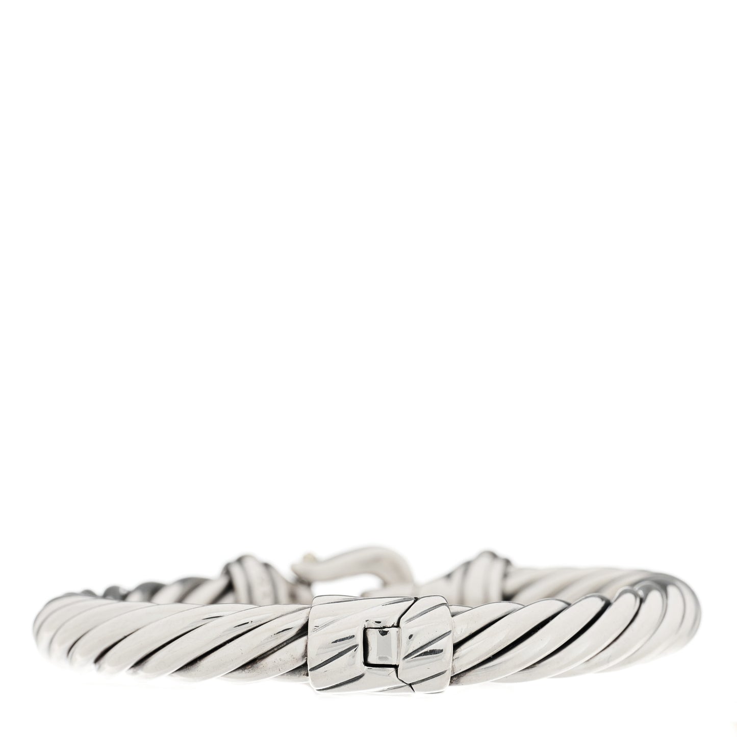Sterling Silver 14K Yellow Gold 8.5mm Cable Buckle Bracelet