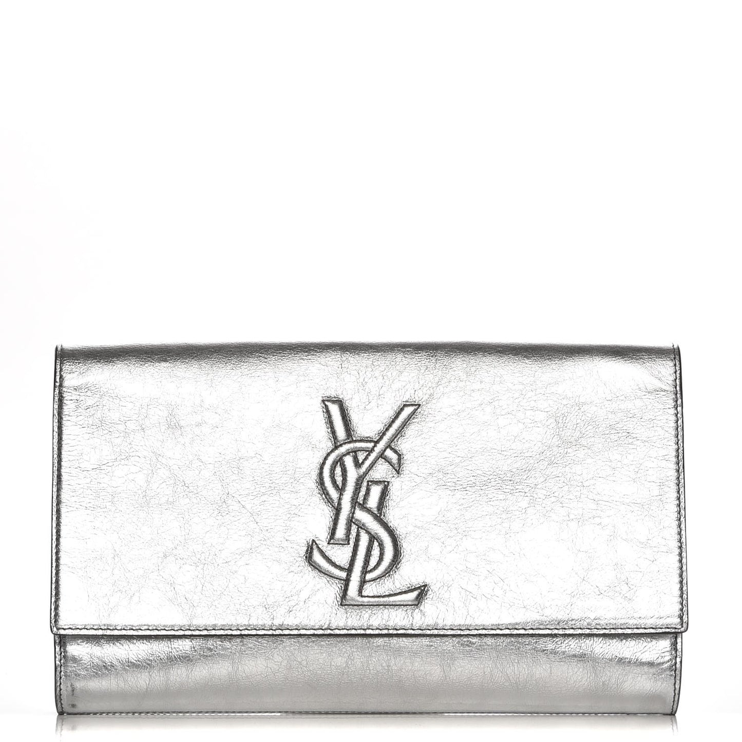 Metallic Calfskin Monogram Large Belle De Jour Clutch Silver