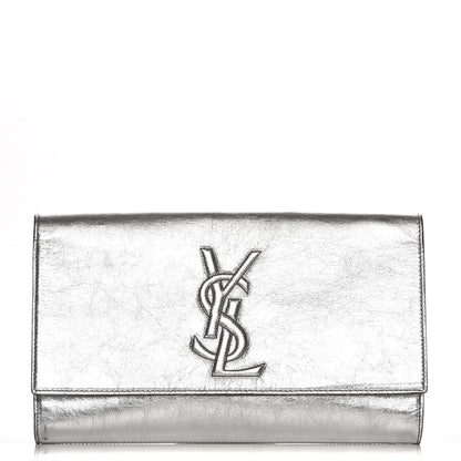Saint Laurent Metallic Calfskin Monogram Large Belle De Jour Clutch Silver 1 of 10