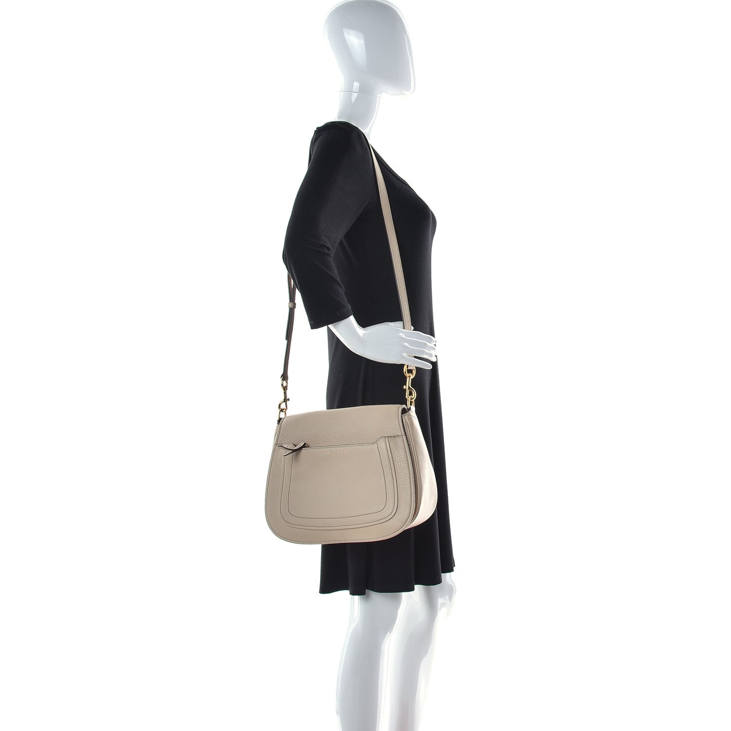 Calfskin Empire City Messenger Crossbody Beige