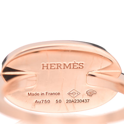 Hermes 18K Rose Gold Black Ceramic MM Chaine d'Ancre Verso Ring 50 5.25 5 of 6
