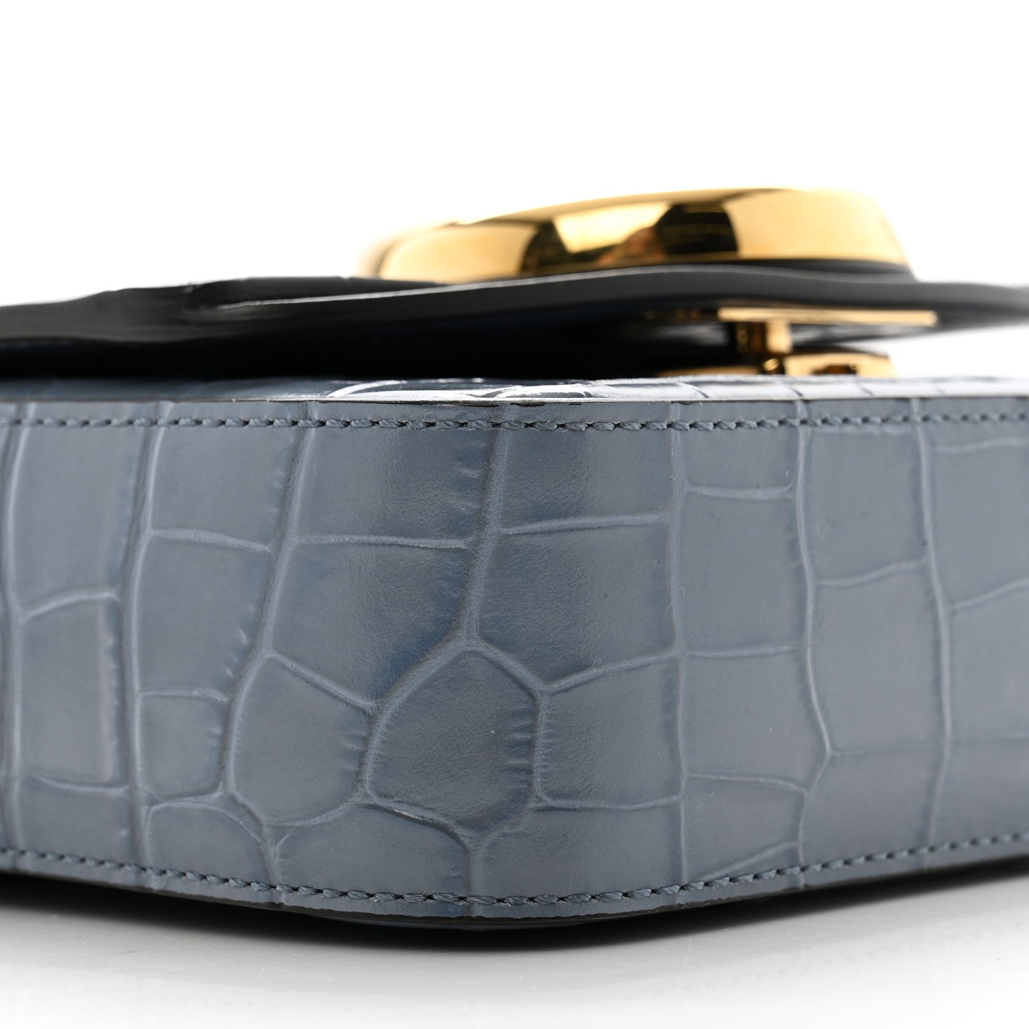 Chloe Calfskin Crocodile Embossed Mini C Double Carry Ash Blue 9 of 11