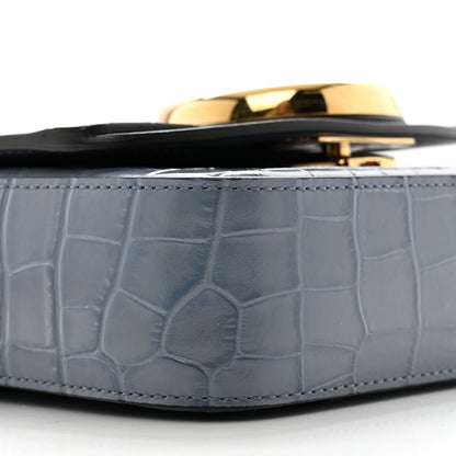 Chloe Calfskin Crocodile Embossed Mini C Double Carry Ash Blue 9 of 11