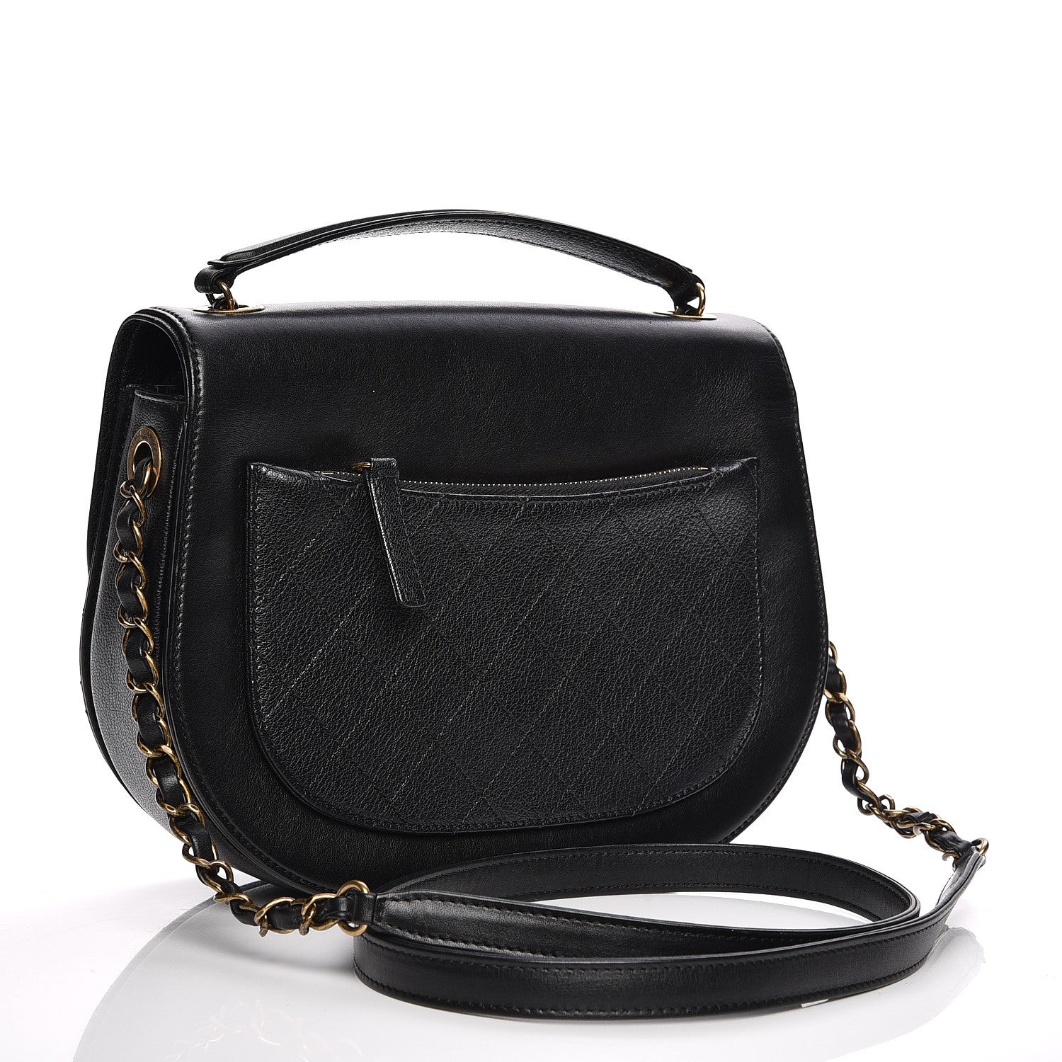 Chanel Shiny Calfskin Goatskin Quilted Medium Coco Curve Messenger Flap Black 4 of 8