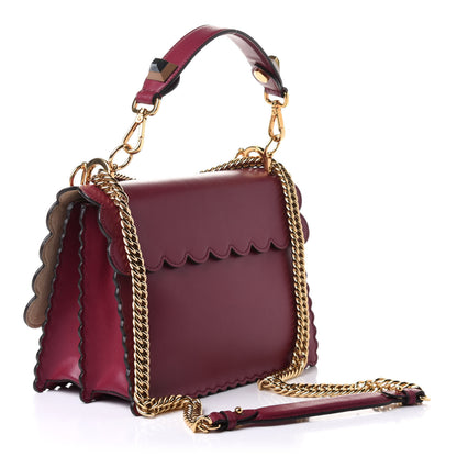 Fendi Vitello Liberty Scalloped Studded Kan I Shoulder Bag Black Cherry 3 of 10