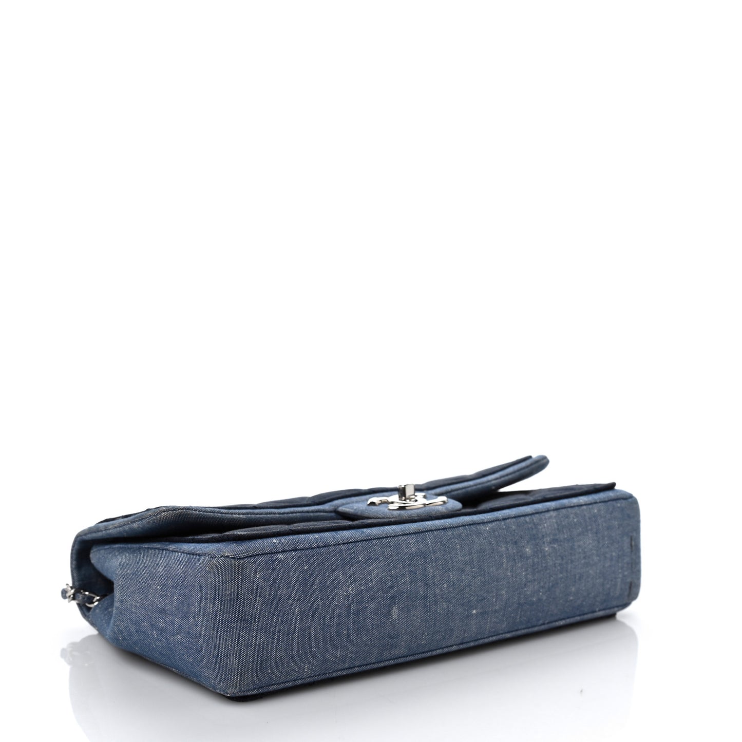 Denim Quilted Medium Graphic Flap Light Blue