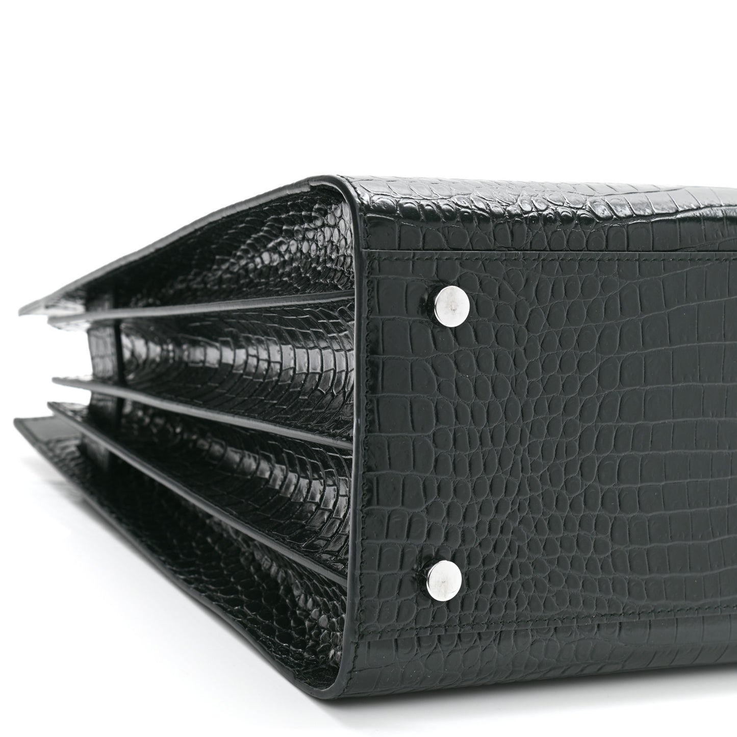 Patent Crocodile Embossed Small Sac de Jour Dark Green