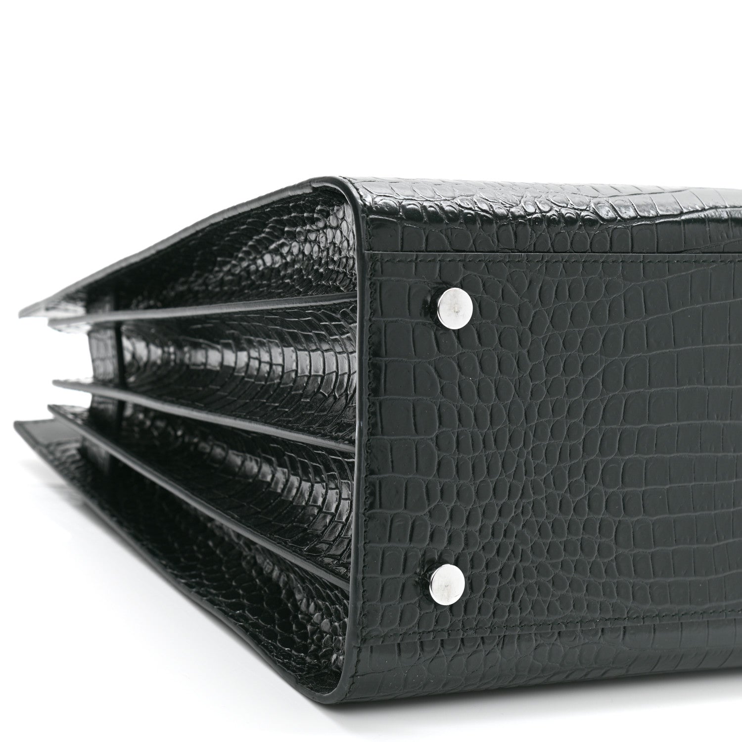 Saint Laurent Patent Crocodile Embossed Small Sac de Jour Dark Green 10 of 11