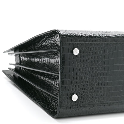 Saint Laurent Patent Crocodile Embossed Small Sac de Jour Dark Green 10 of 11
