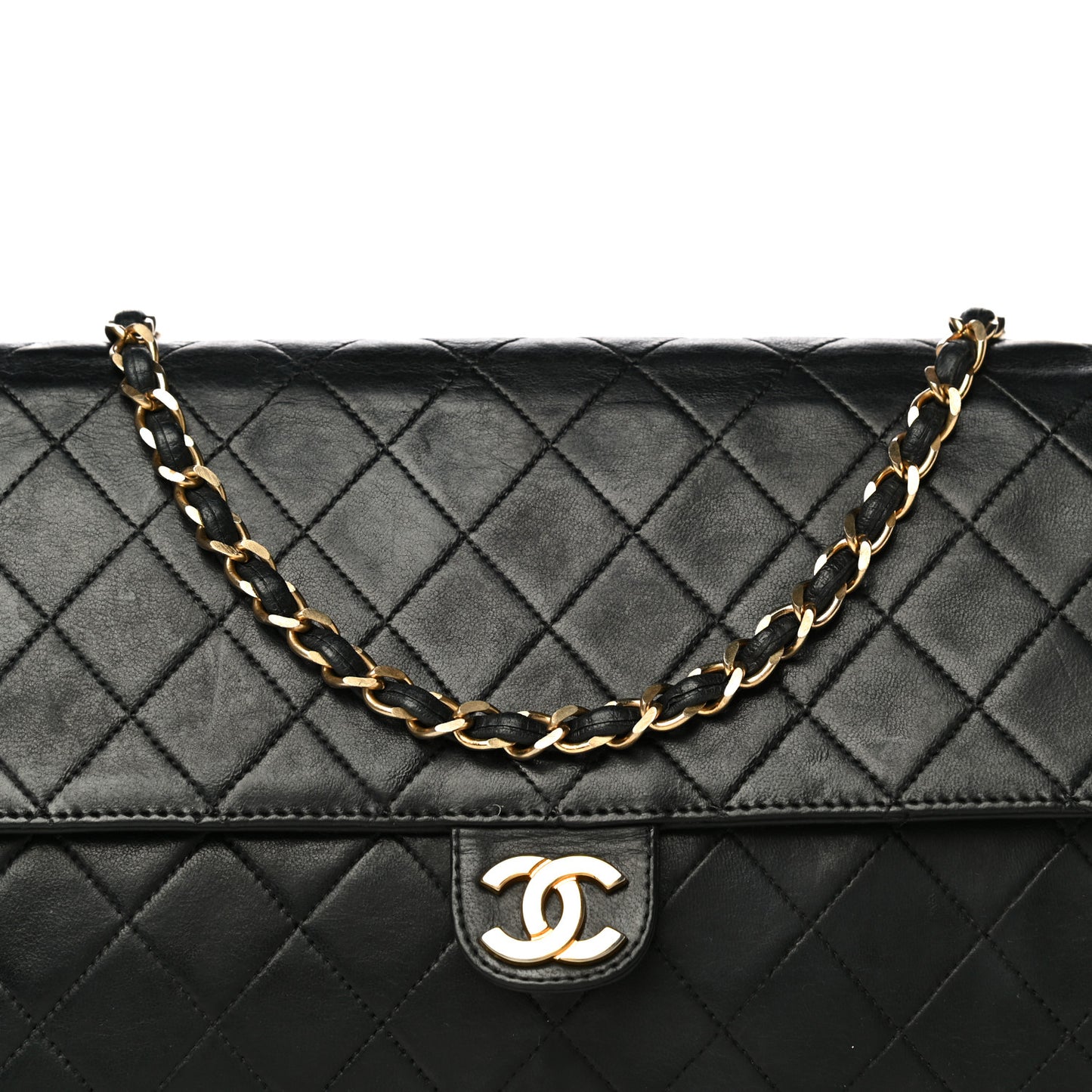 Lambskin Quilted Medium Single Flap Black