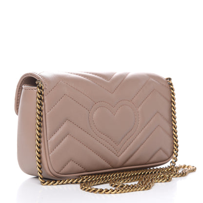 Gucci Calfskin Matelasse Super Mini GG Marmont Shoulder Bag Porcelain Rose 3 of 10