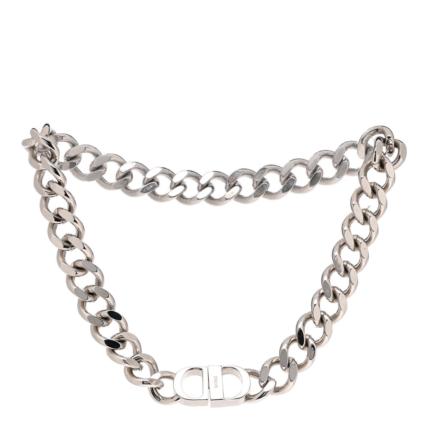 Brass CD Icon Chain Link Necklace Silver