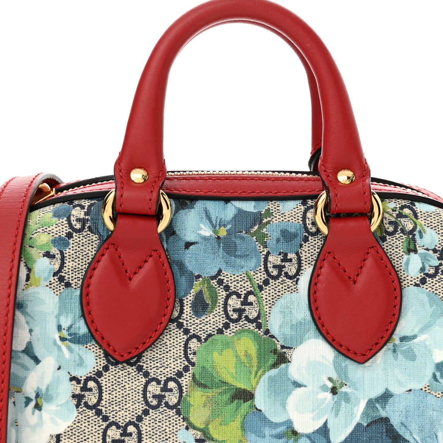 GG Supreme Monogram Blooms Mini Boston Navy Blue Hibiscus