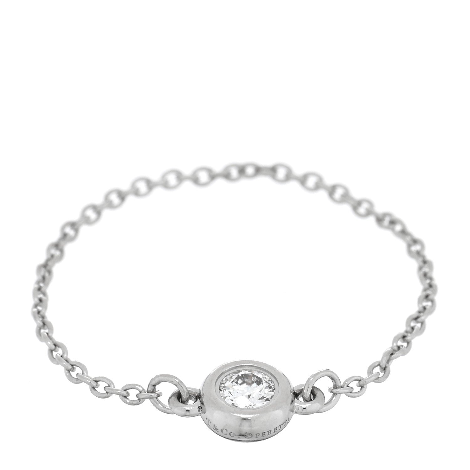 Tiffany Platinum Diamond Elsa Peretti Diamonds by the Yard Chain Ring 51 5.75 1 of 4