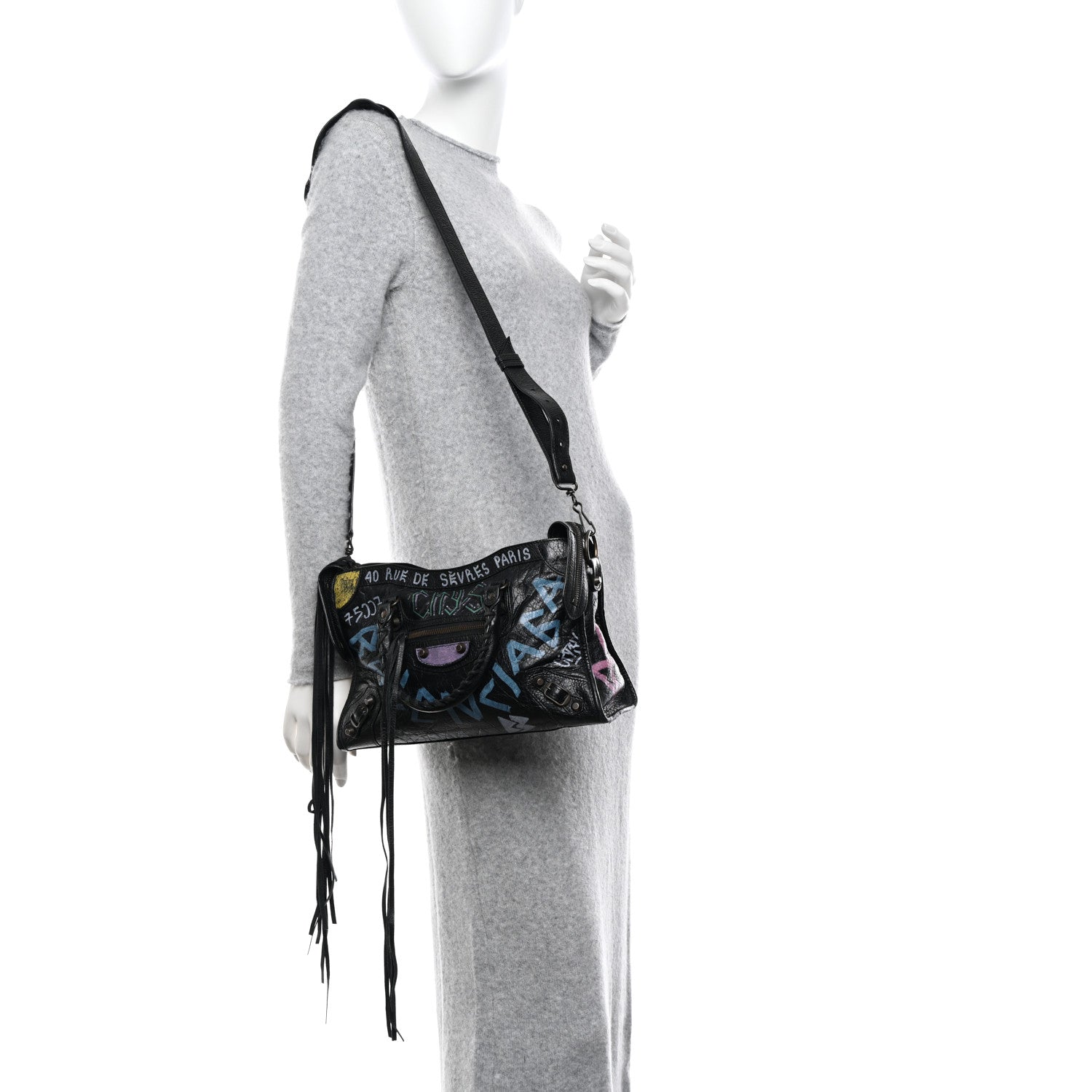 Balenciaga Agneau Graffiti All Over Classic Hardware S City Black Multicolor 2 of 12