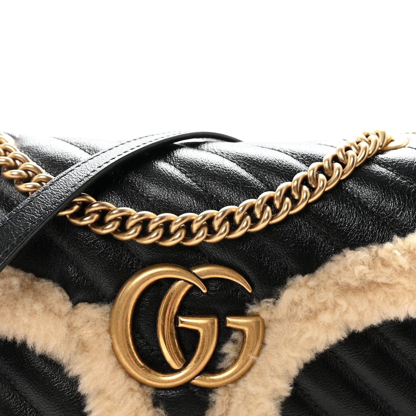 Azalea Calfskin Wool Matelasse Diagonal Small GG Marmont Shoulder Bag Black