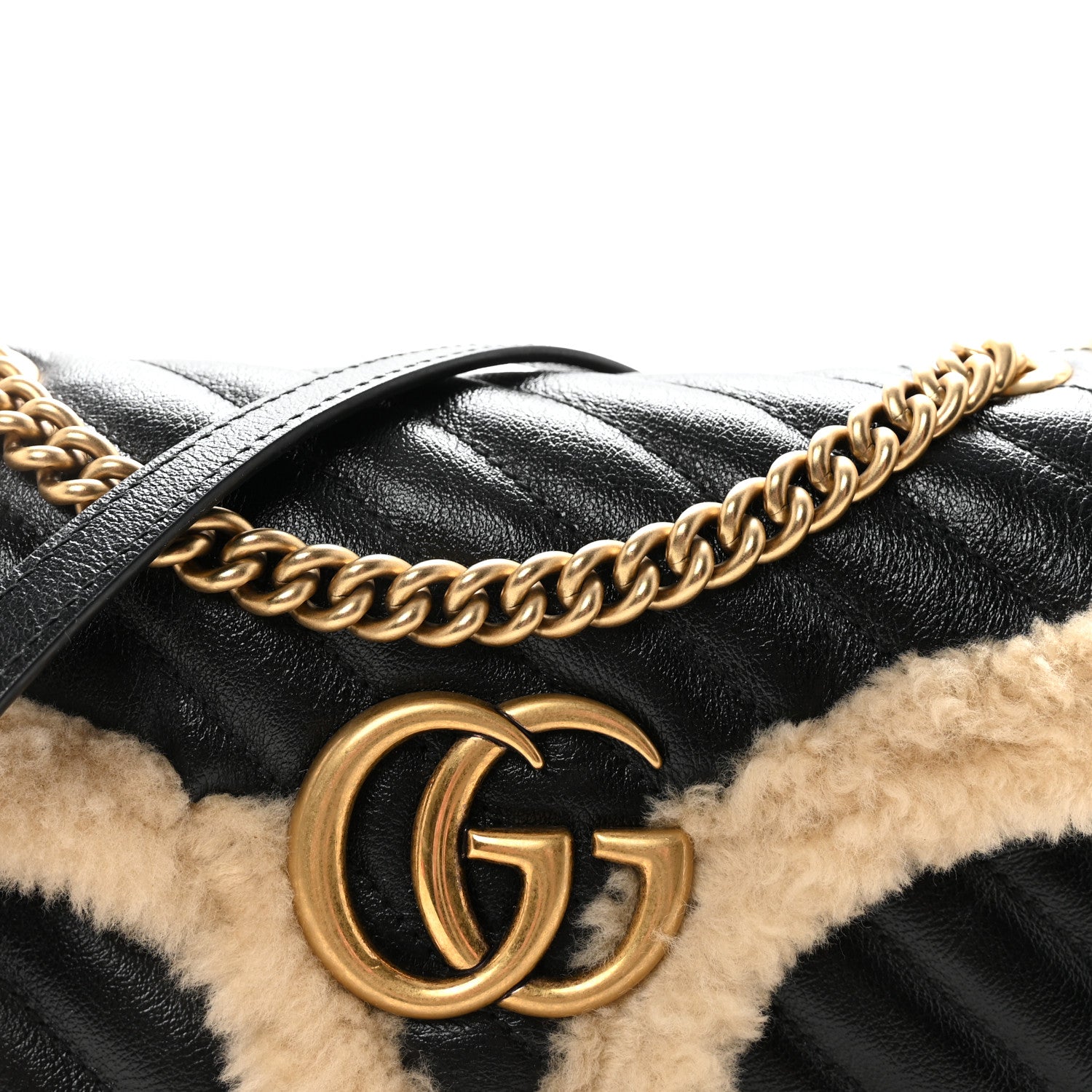 Gucci Azalea Calfskin Wool Matelasse Diagonal Small GG Marmont Shoulder Bag Black 8 of 10