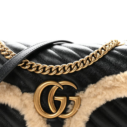 Gucci Azalea Calfskin Wool Matelasse Diagonal Small GG Marmont Shoulder Bag Black 8 of 10