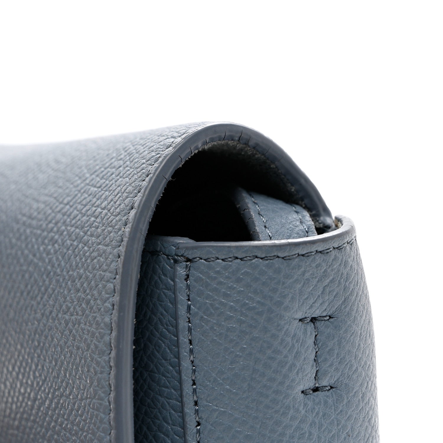Celine Grained Shiny Calfskin Strap Clutch Slate Blue 8 of 9