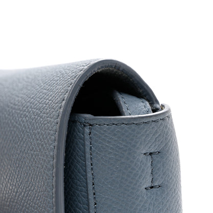 Celine Grained Shiny Calfskin Strap Clutch Slate Blue 8 of 9