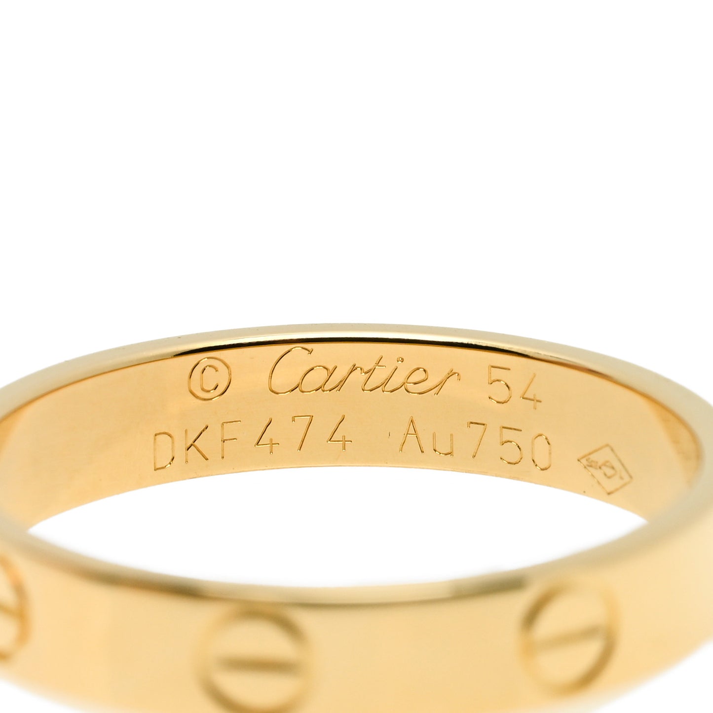 18K Yellow Gold 3.5mm LOVE Wedding Band Ring 54 6.75