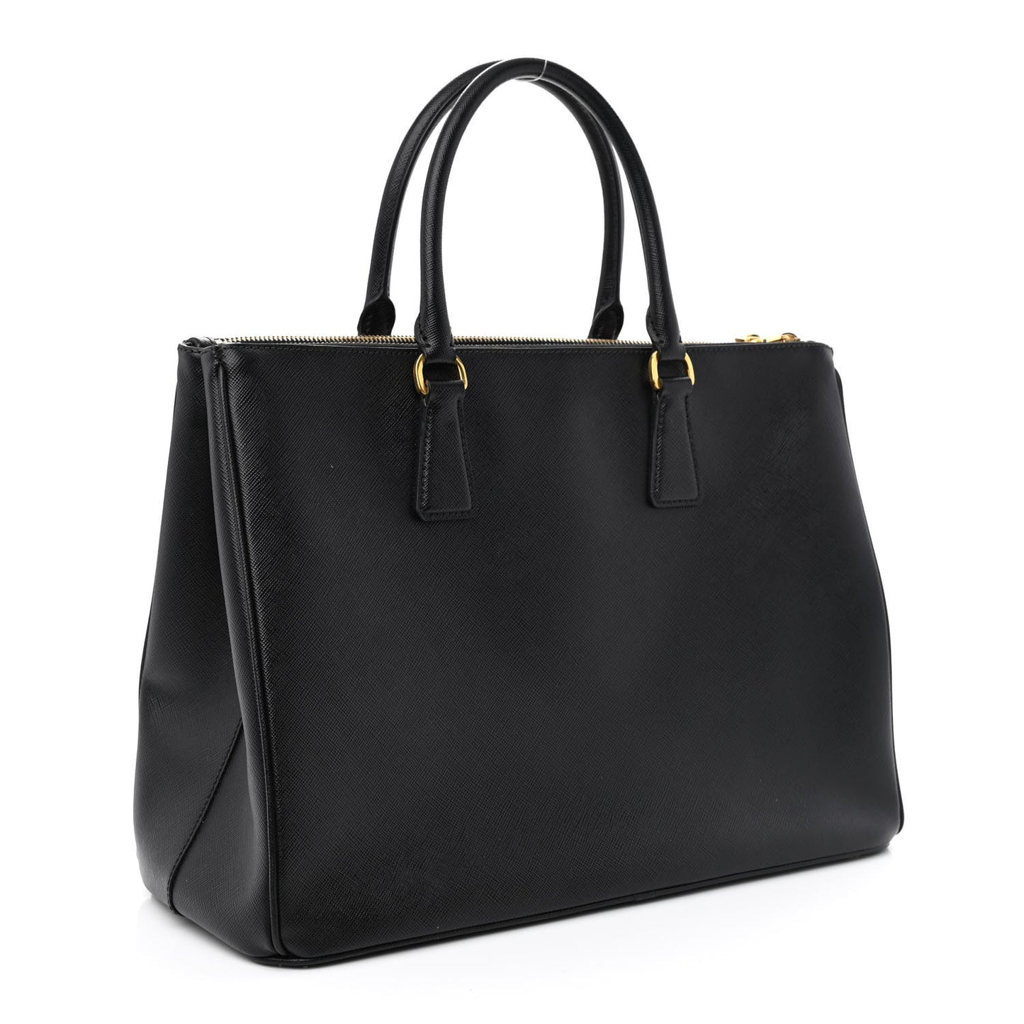 Saffiano Medium Galleria Double Zip Tote Black