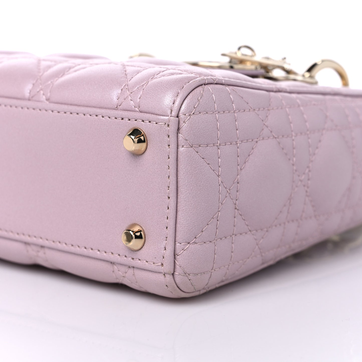 Metallic Lambskin Cannage Mini Lady Dior Lotus
