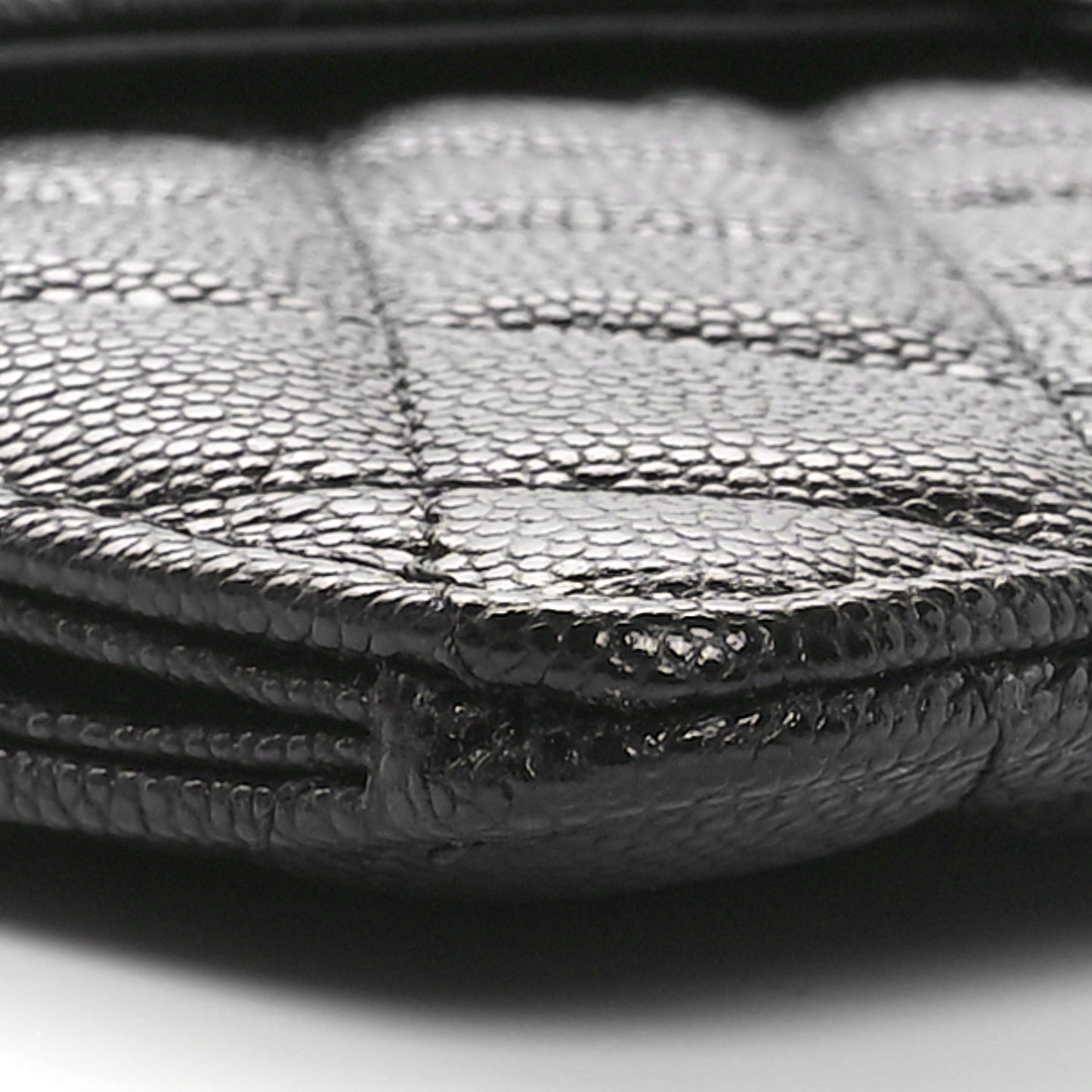 Caviar Quilted Large Flap Zip Clutch Black