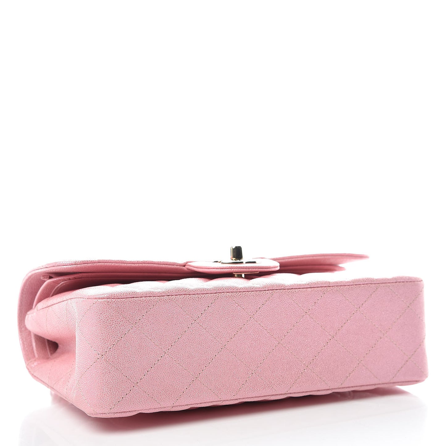 Iridescent Caviar Quilted Small Double Flap Pink