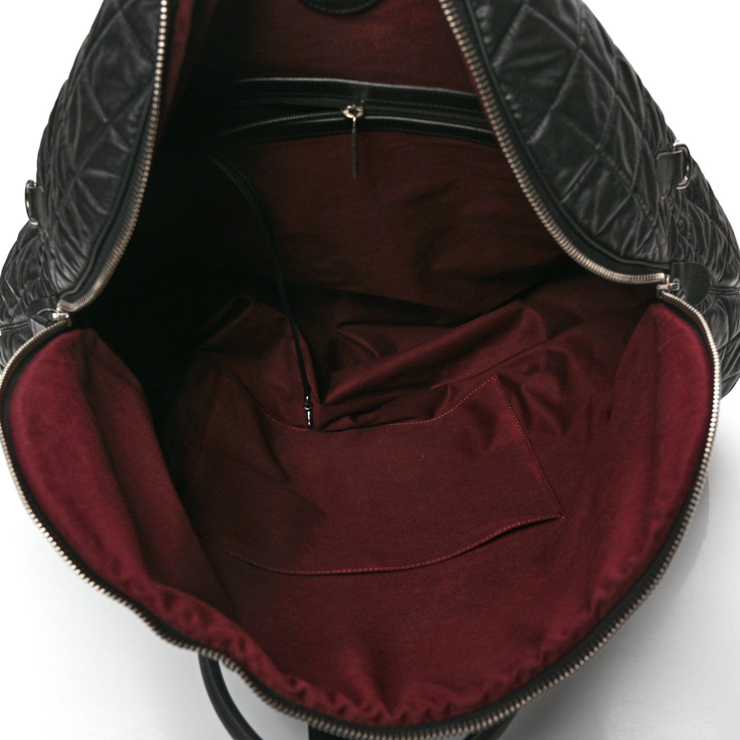 Coated Canvas Quilted Large Garment Travel Bag Black