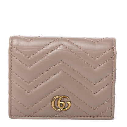 Gucci Calfskin Matelasse GG Marmont Card Case Porcelain Rose 1 of 13