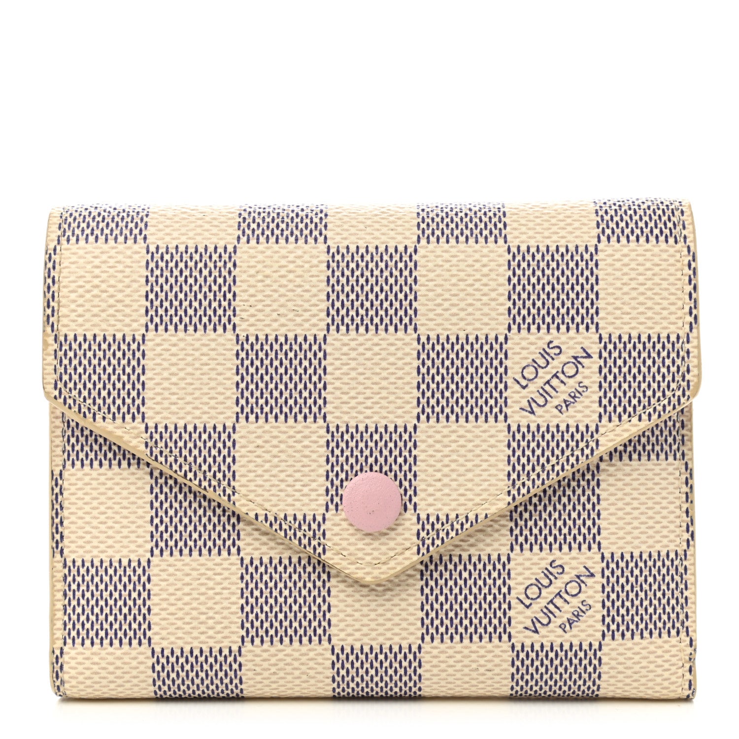 Louis Vuitton Damier Azur Victorine Wallet Rose Ballerine 1 of 8