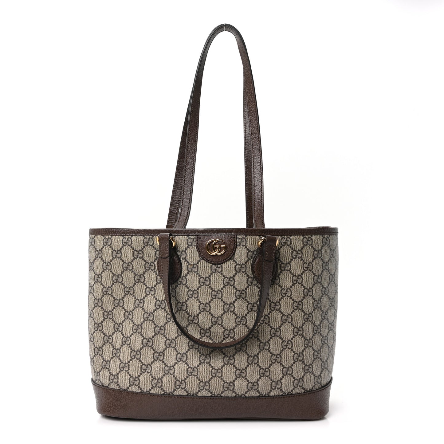 GG Supreme Monogram Textured Calfskin Small Ophidia Shoulder Tote Bag Beige Ebony New Acero