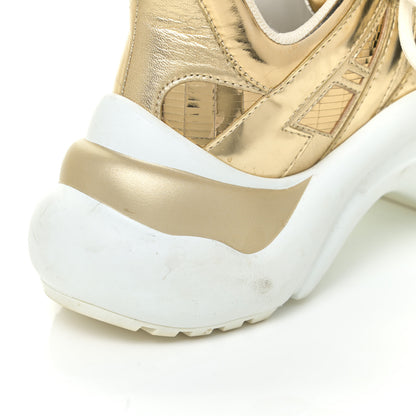 Louis Vuitton Metallic Calfskin Technical Nylon LV Archlight Sneakers 36.5 Gold White 16 of 24