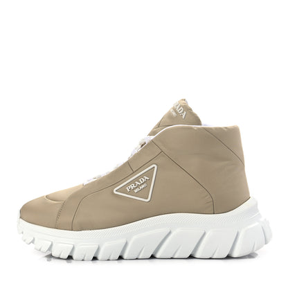Prada Re-Nylon Gabardine Rubber Triangle Logo Quilted Womens Rush Piuma 50mm Mid Sneakers 40.5 Deserto 1 of 6