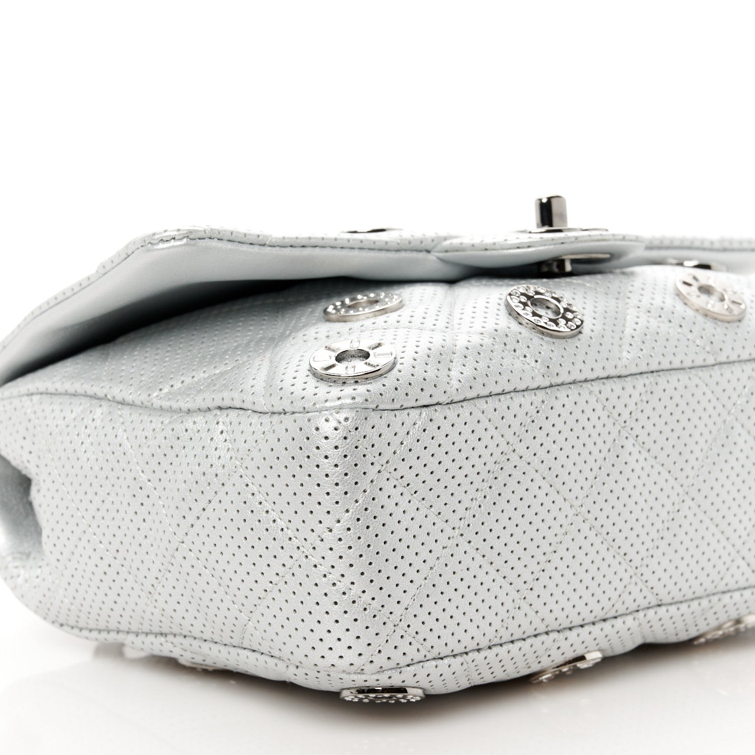 Chanel Perforated Metallic Lambskin Small CC Medals Flap Silver 10 of 11