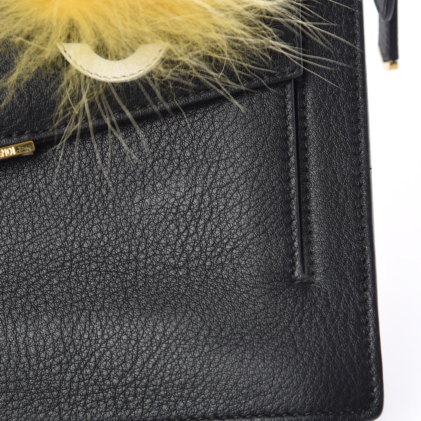 Vitello Dolce Fox Fur Monster Eyes Mini 2Jours Pouch Black Yellow