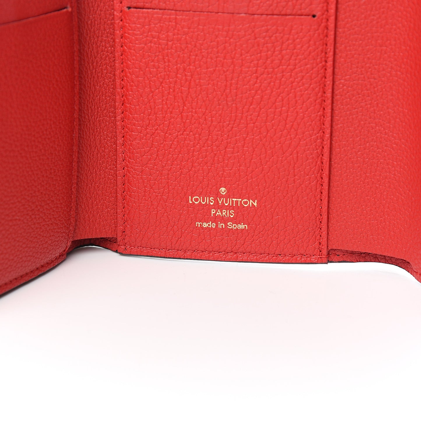 Grained Calfskin Monogram Double V Compact Wallet Rubis