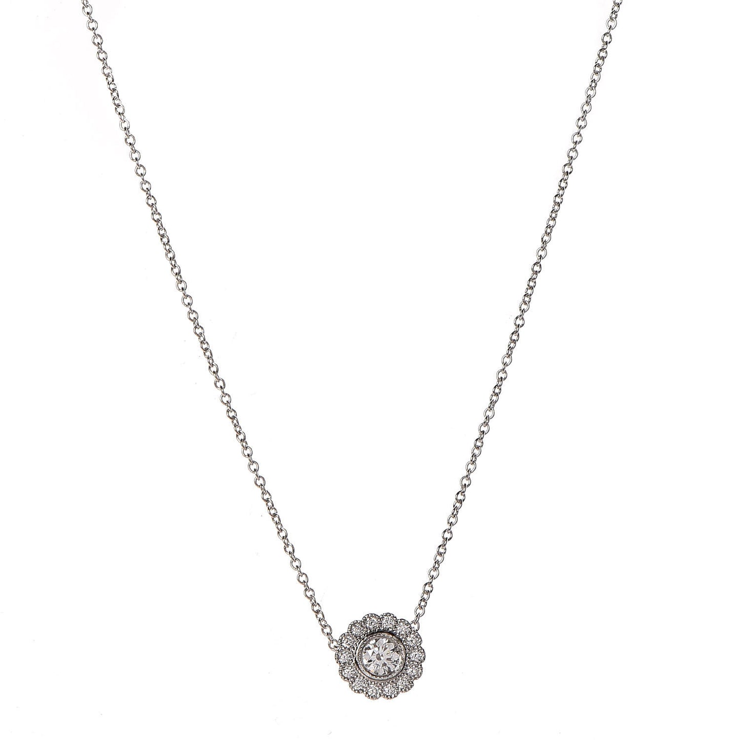 Platinum Diamond Enchant Flower Pendant Necklace