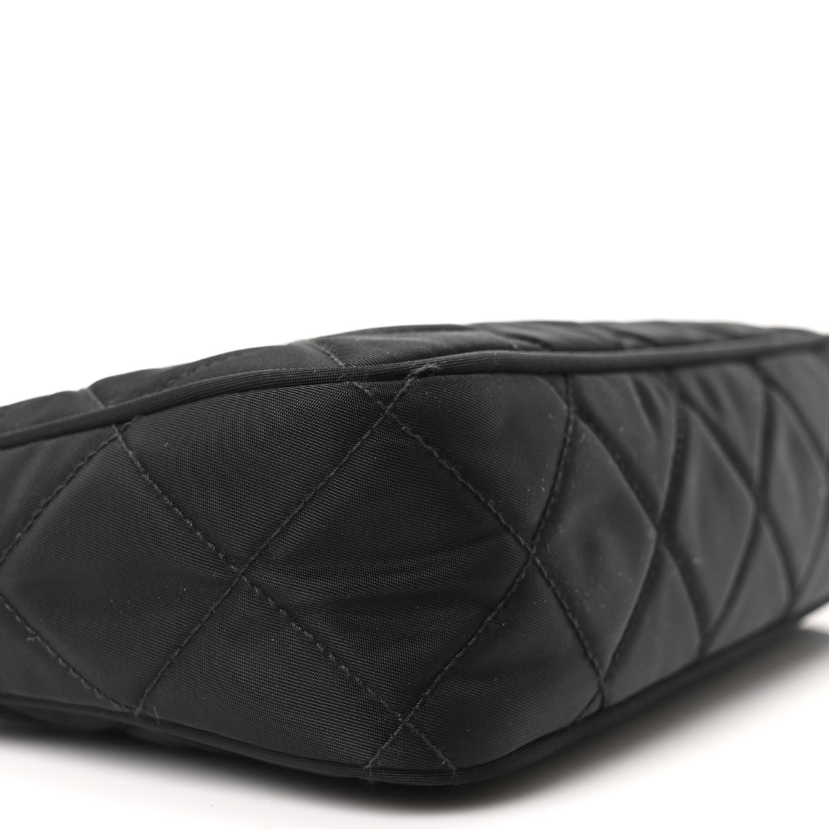 Prada Tessuto Nylon Stitched Shoulder Bag Black 10 of 11