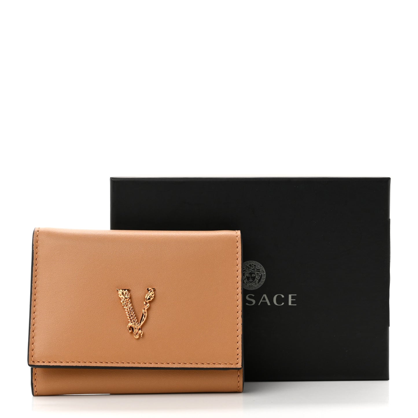 Vitello Virtus Tri-Fold Wallet Caramel