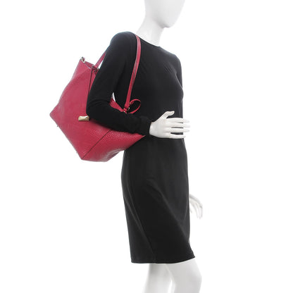Burberry Signature Grain Calfskin Check Embossed Small Canterbury Tote Fuchsia 2 of 9