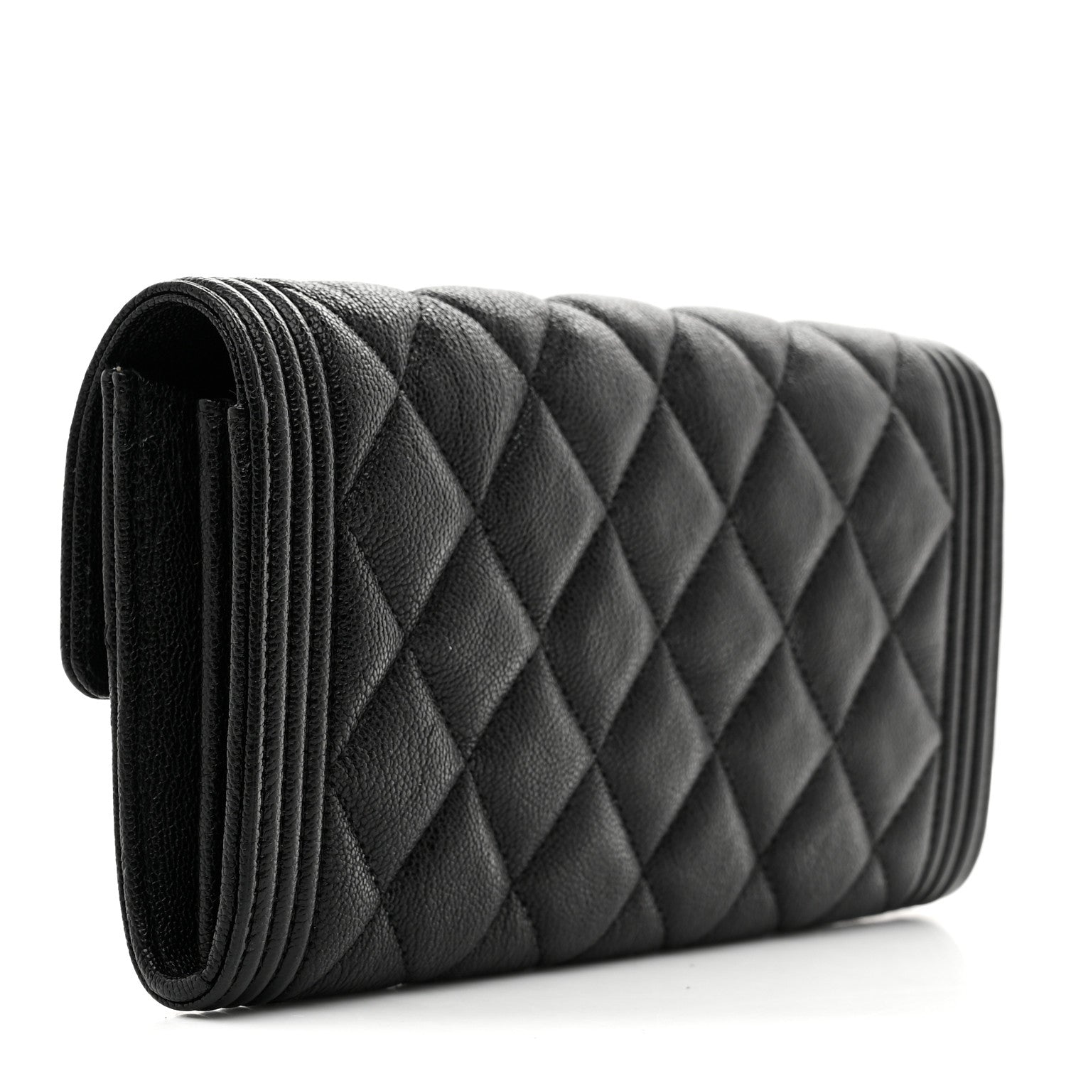 Chanel Caviar Quilted Large Boy Gusset Flap Wallet Black 3 of 9