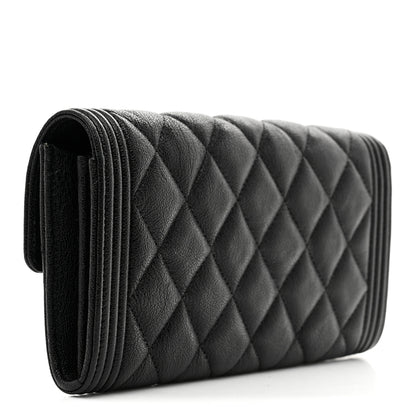 Chanel Caviar Quilted Large Boy Gusset Flap Wallet Black 3 of 9