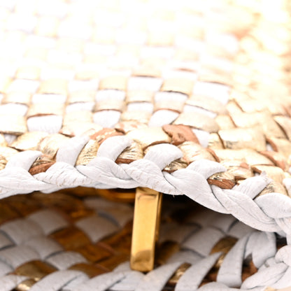 Prada Goatskin Woven Zip Clutch Oro White 8 of 11