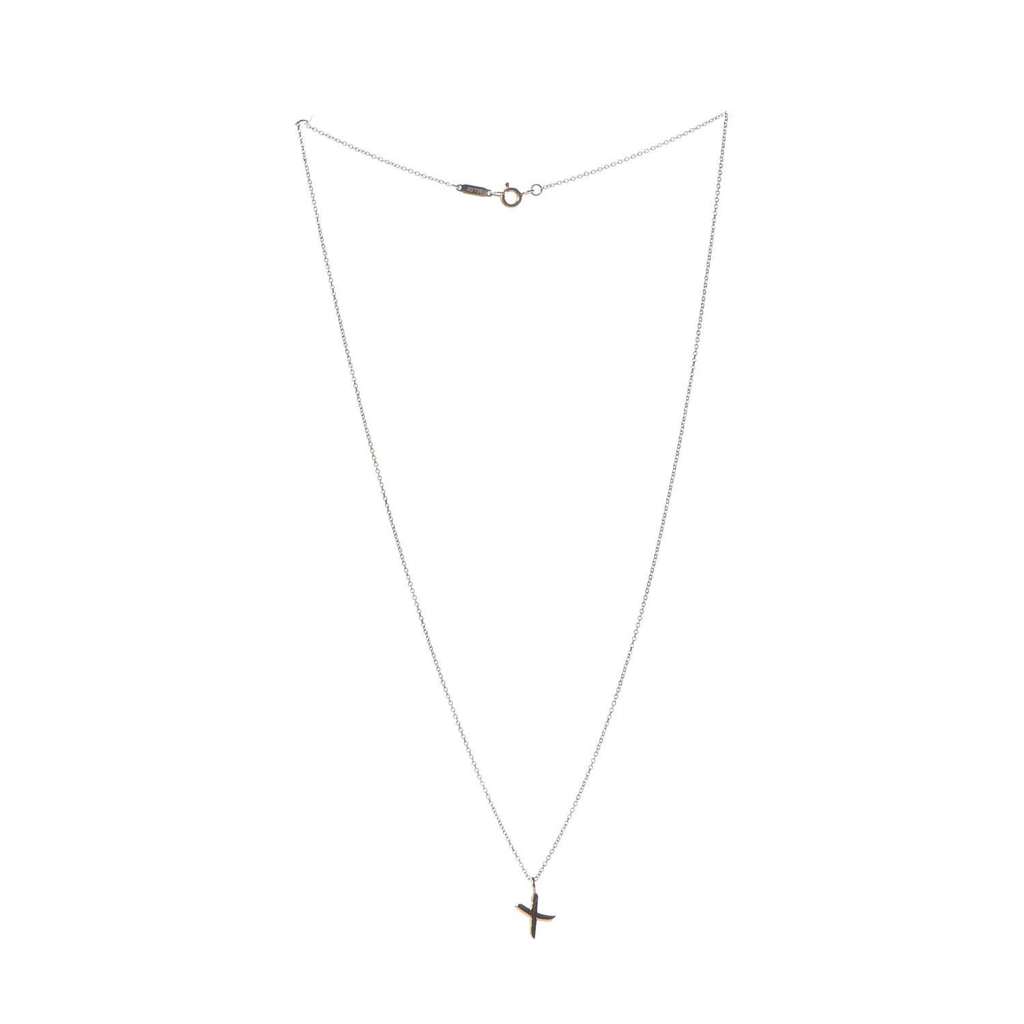 18K Yellow Gold Small X Pendant Necklace
