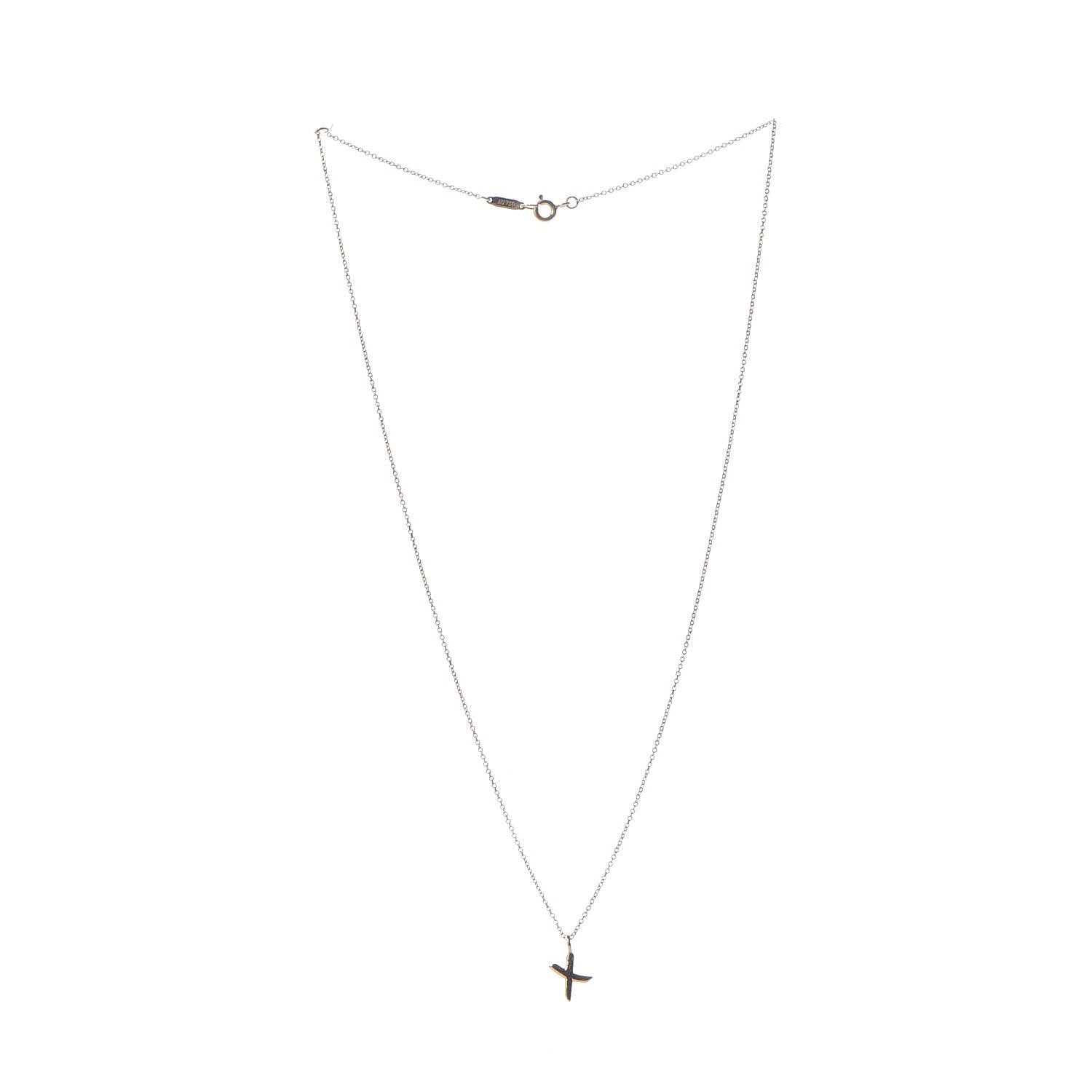 Tiffany 18K Yellow Gold Small X Pendant Necklace 3 of 8