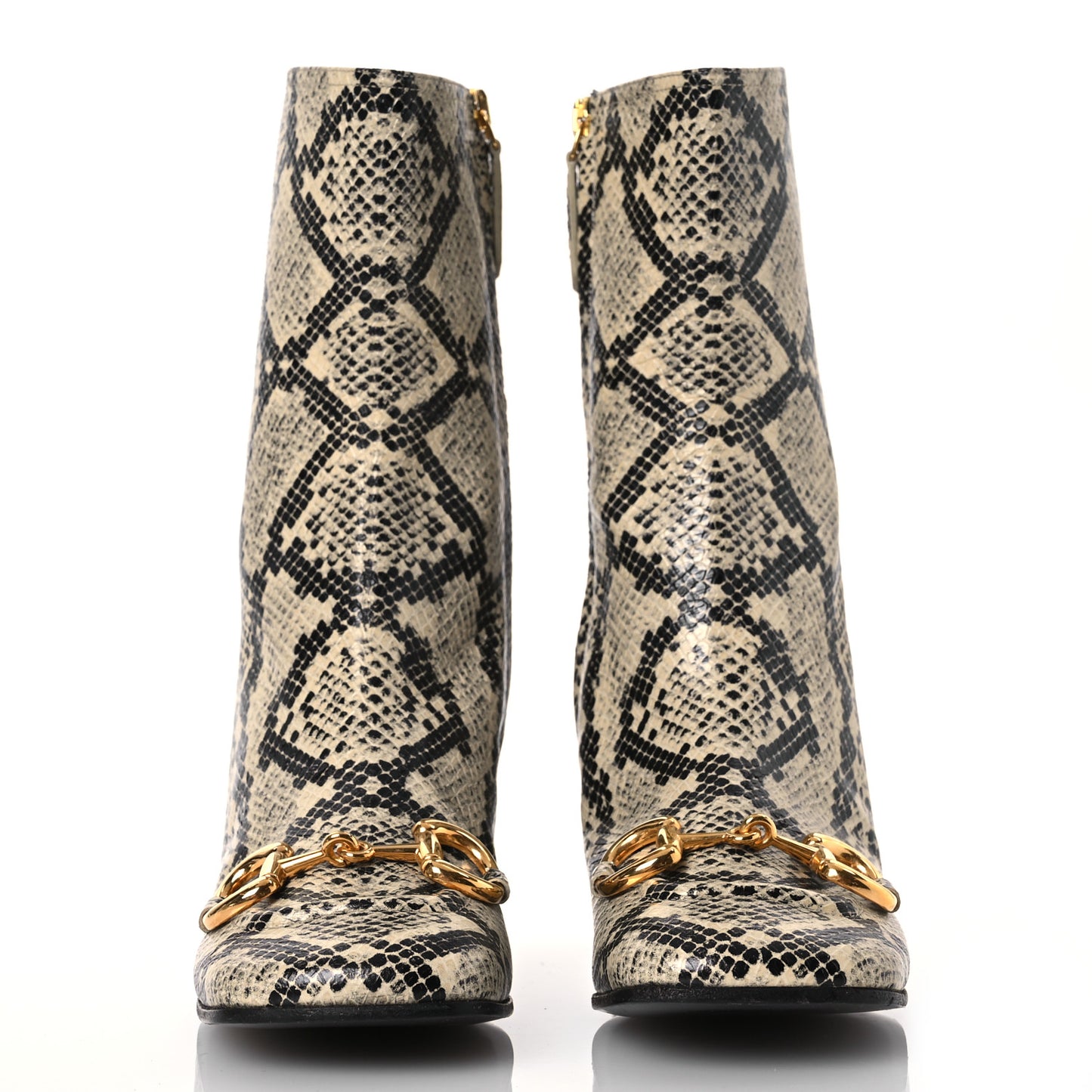 Calfskin Snakeskin Embossed Charlotte Horsebit 55mm Ankle Boots 37 Multicolor