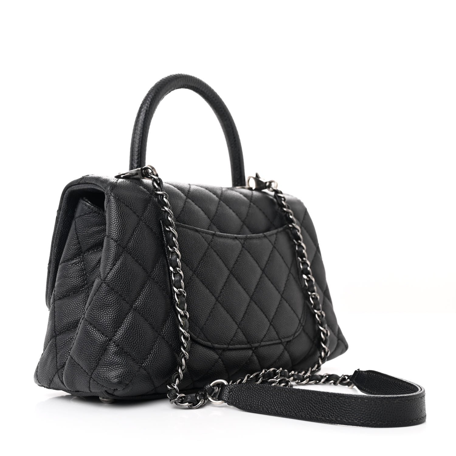 Chanel Caviar Lizard Embossed Quilted Mini Coco Handle Flap Black 3 of 11